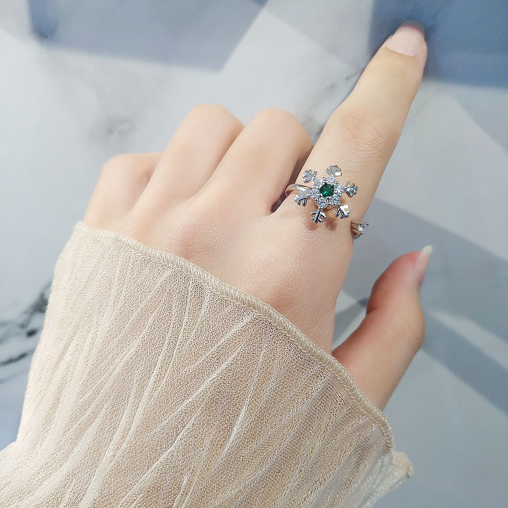 Nhẫn Xoay Hình Bông Tuyết Có Thể Điều Chỉnh Kích Cỡ Thời Trang Dành Cho Nữ