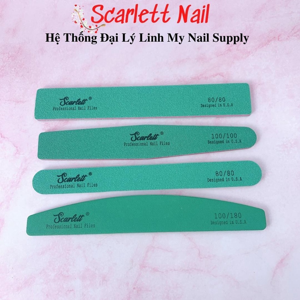 Dũa Móng Tay Scarlett Màu Xanh Dũa Móng Bột Móng Gel Móng Tự Nhiên