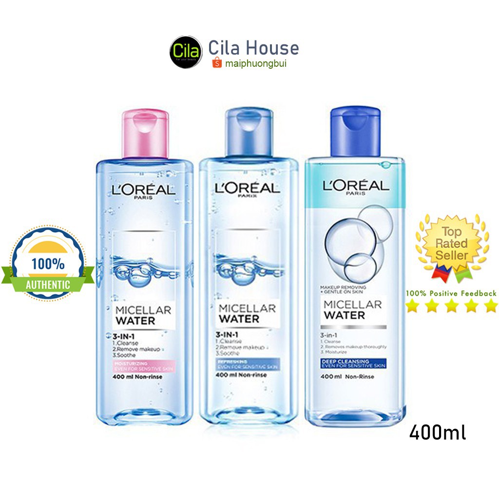 Nước tẩy trang Loreal Paris 3-in-1 Micellar Water 400ml - Mộc Diệp