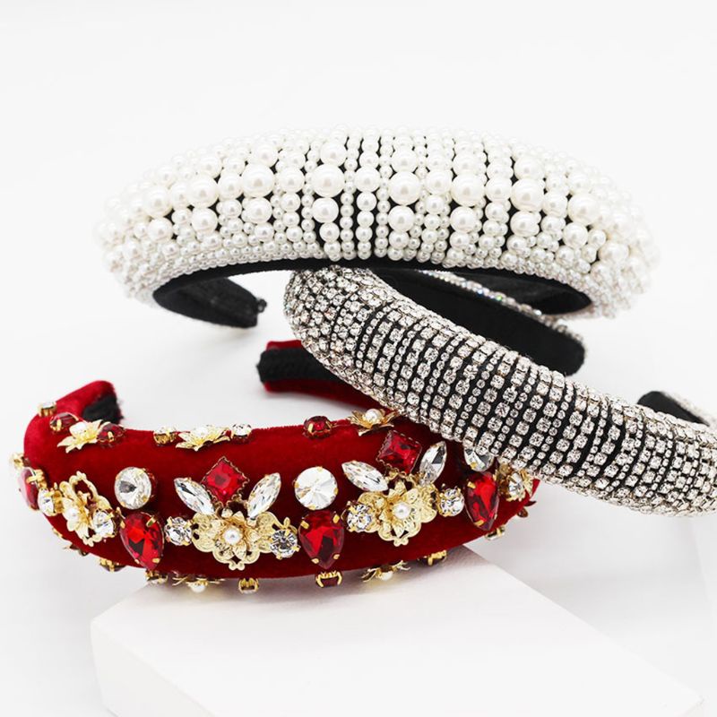 Băng Đô Đính Đá Ngọc Trai Phong Cách Baroque