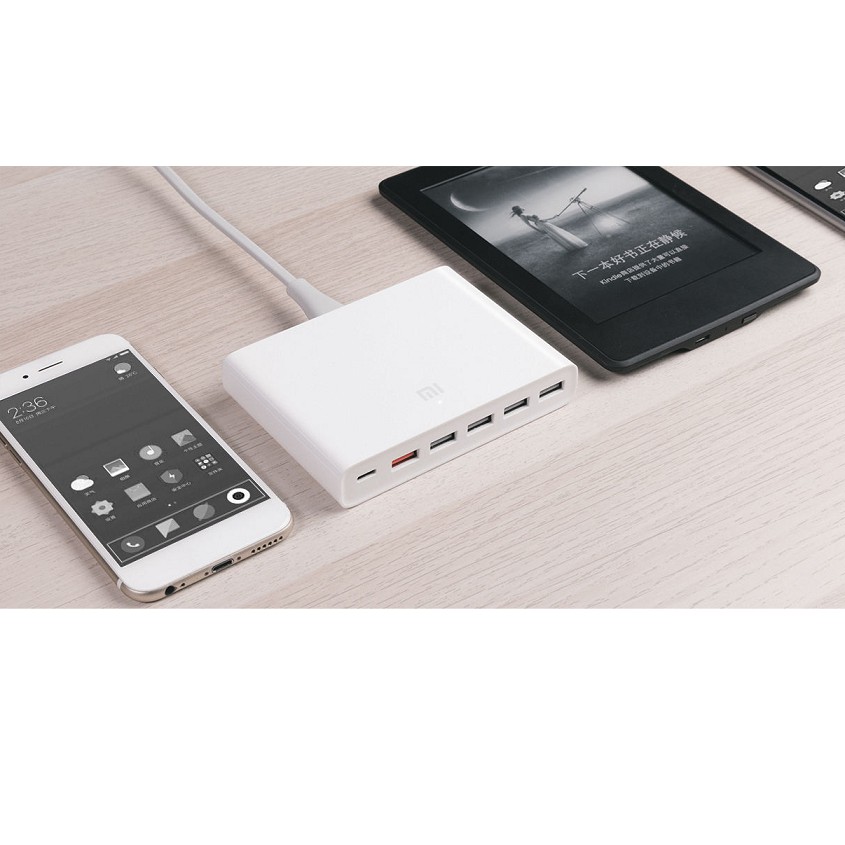 BỘ SẠC NHANH XIAOMI 6 CỔNG 60W : Chính Hãng