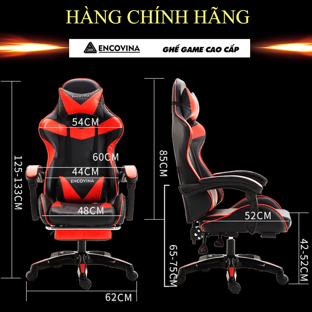 Ghế Gaming - Ghế Chơi Game Dày Dặn, Nâng hạ, ngả lưng - Gác Chân + Gối Massage Ngả Lưng Thoải Mái - Chính Hãng BH 1 Năm