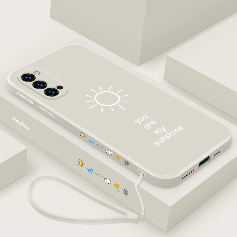 Ốp Điện Thoại Silicon Mềm Hình Mặt Trời Nhỏ Đơn Giản Có Dây Đeo Cho OPPO RENO 4 PRO 4G RENO 5 PRO