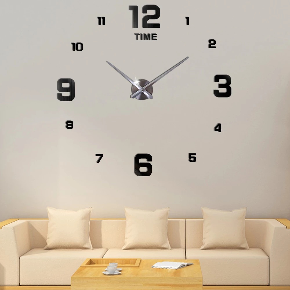 Đồng Hồ Dán Tường Mặt Gương Acrylic 3D DIY Không Khung Trang Trí Nhà Cửa / Văn Phòng