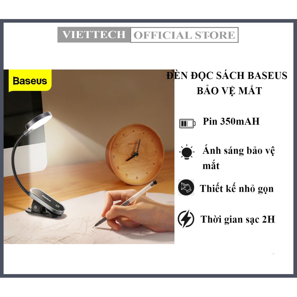 Đèn Đọc Sách Mini, Pin Sạc Tiện Dụng Baseus Comfort Reading Mini Clip Lamp