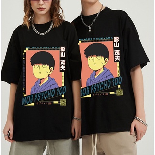 Áo Thun Cotton Màu Đen Họa Tiết Mob Psycho 100 Cá Tính Cho Nam