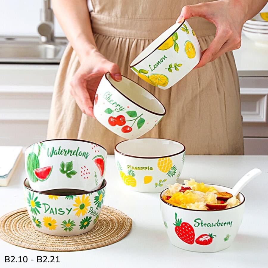 Bát ăn cơm - chén ăn cơm họa tiết hoa quả, phong cách Hàn Quốc 350ml - Beofamily