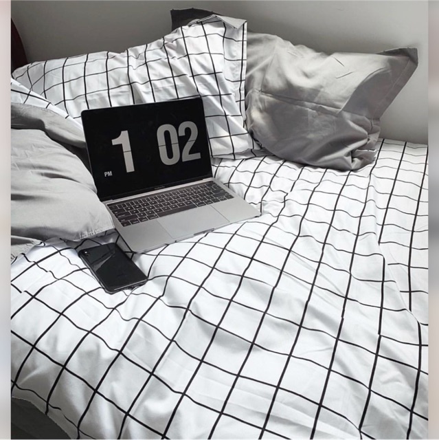 [FREESHIP] Bộ chăn ga poly cotton kẻ trắng | BigBuy360 - bigbuy360.vn