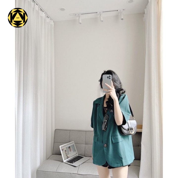 Áo Blazer ngắn tay màu xanh hottrend chất vải tuyết mưa, áo blazer ngắn tay mặc đi chơi, áo blazer mặc đi làm siêu xinh