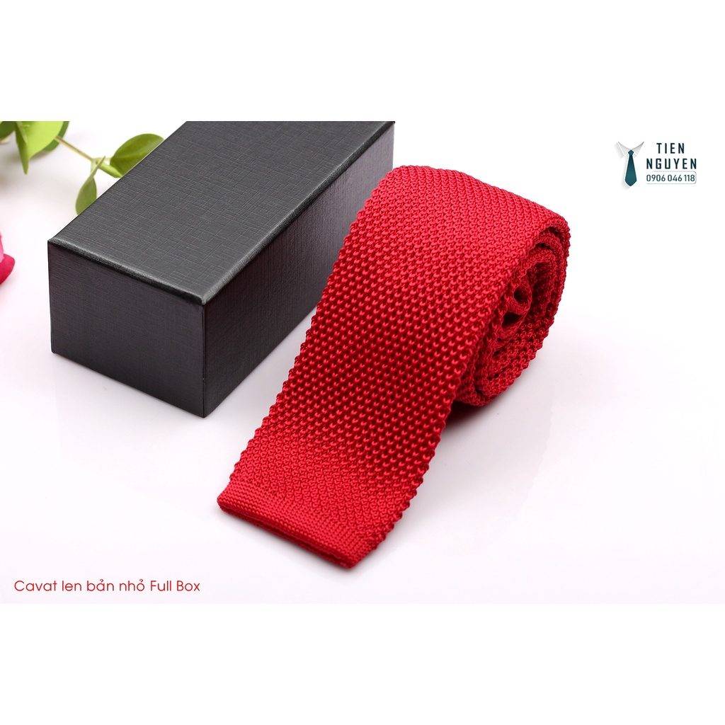 Cà Vạt Len Cao Cấp Bản  6Cm - Cavat Tự Thắt Kèm hộp Màu đỏ