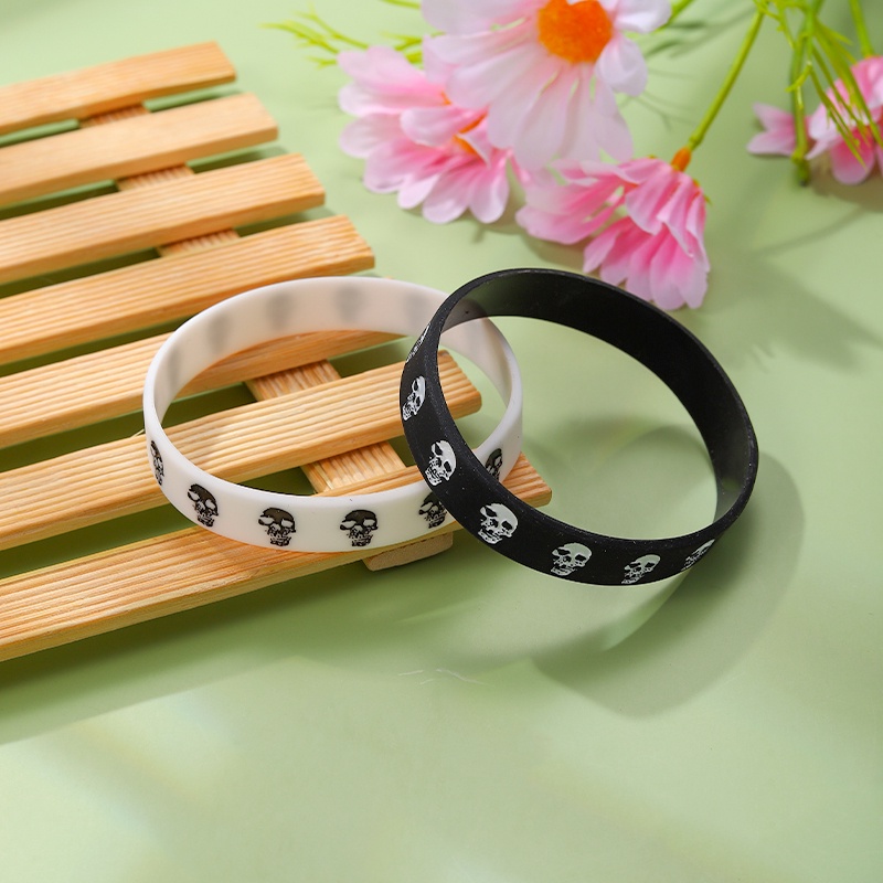 Vòng đeo tay MISS ZOE silicon họa tiết đầu lâu phong cách hiphop thời trang dành cho nam và nữ