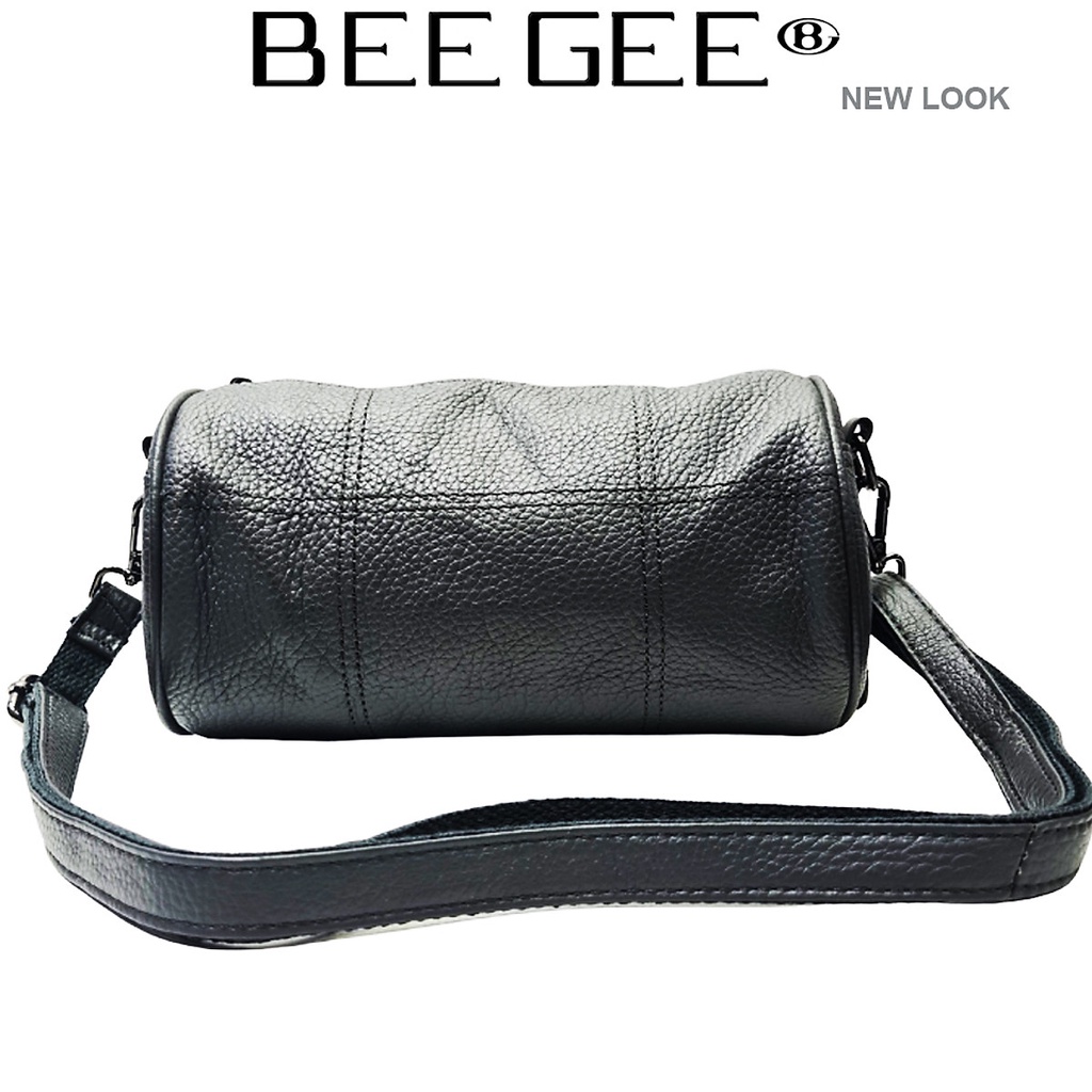 Túi Đeo Chéo Trống Tròn Cá Tính Nữ, da thật cao cấp BEE GEE 5116 (Dài 23 cm, đường kính 12cm)-Màu Xám