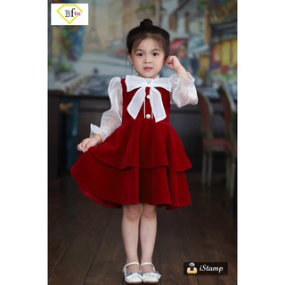 Váy nhung 2 tầng cho bé gái