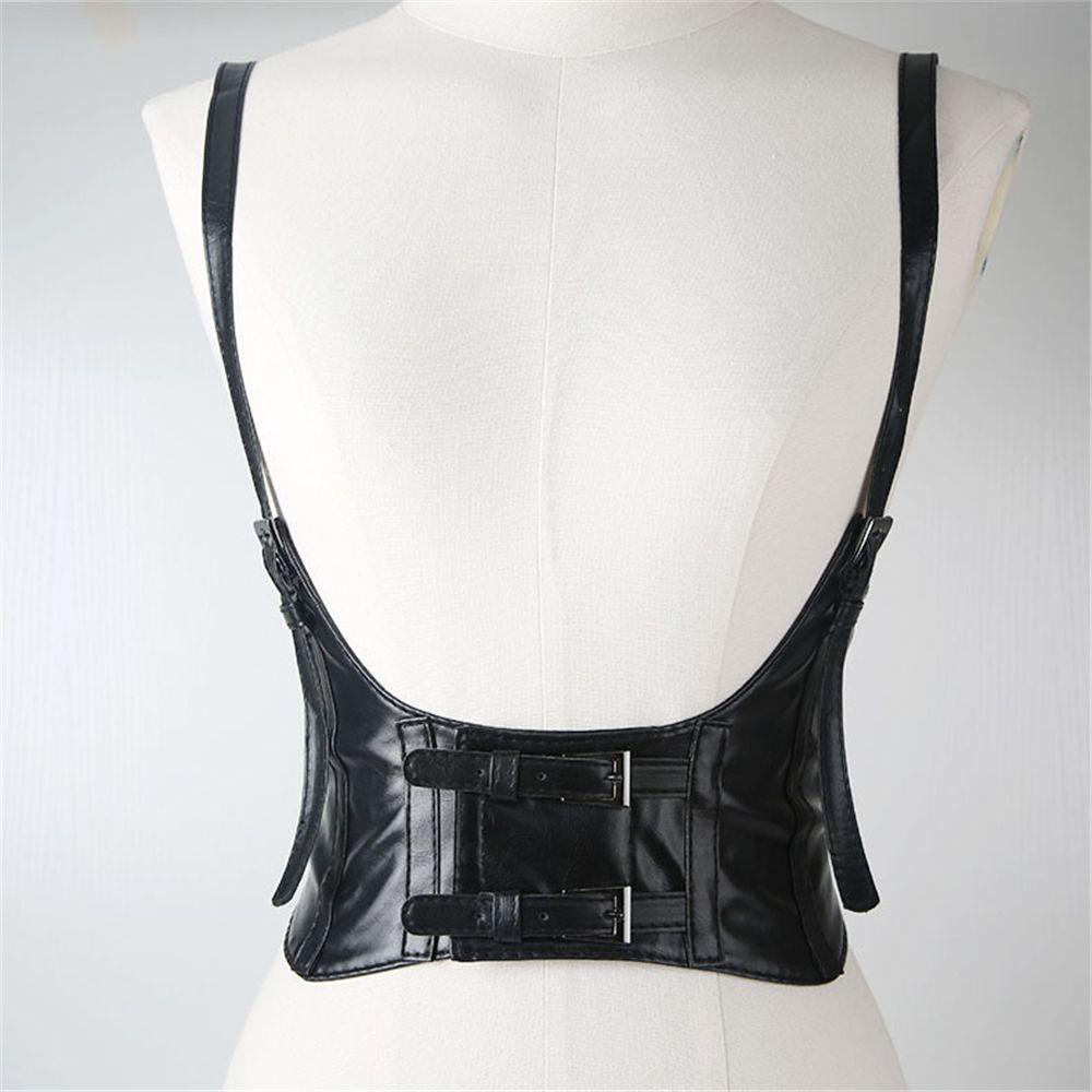 Áo Crop Top Giả Da Nịt Ngực Màu Trơn Có Thể Điều Chỉnh