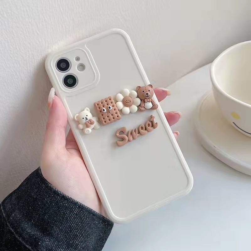 Ốp Điện Thoại Dẻo Họa Tiết Gấu &amp; Bánh Quy Dễ Thương Cho Iphone 12 pro max 11 pro max xs max xr x 7plus