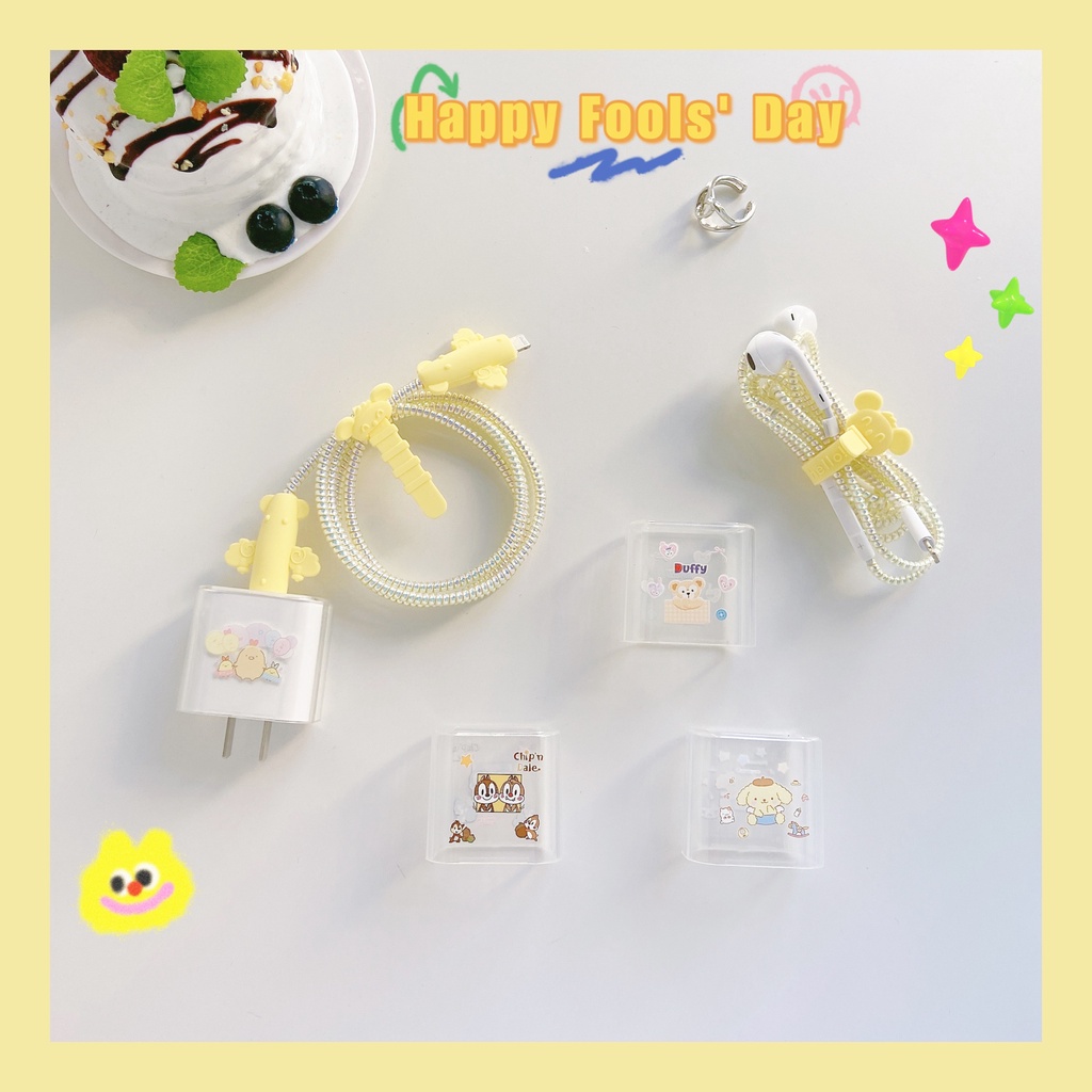 Bộ 5 Phụ Kiện Bảo Vệ Dây Cáp Sạc Tai Nghe Apple 12 18W/20W