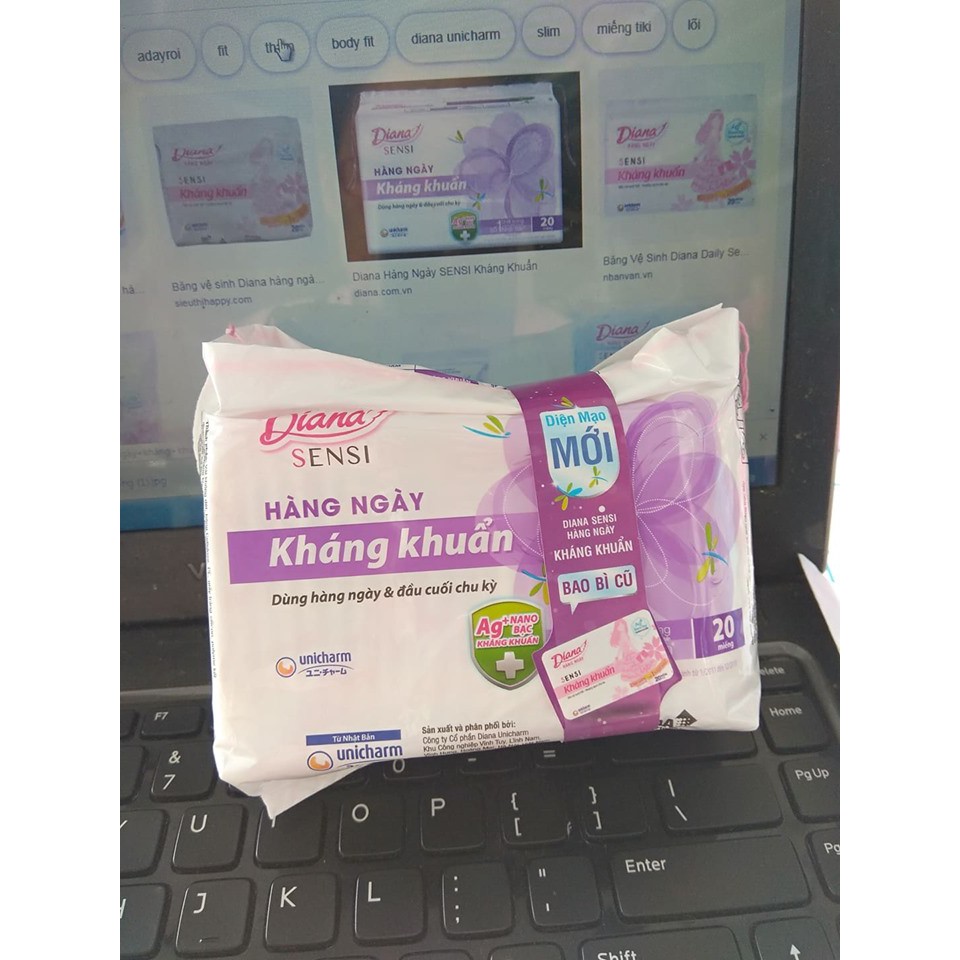 Combo 6 gói băng vệ sinh Diana hàng ngày kháng khuẩn gói 20 miếng