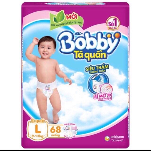 ( Mẫu trà xanh ) Bỉm Bobby dán size S56, M76, Xl62, Xxl56