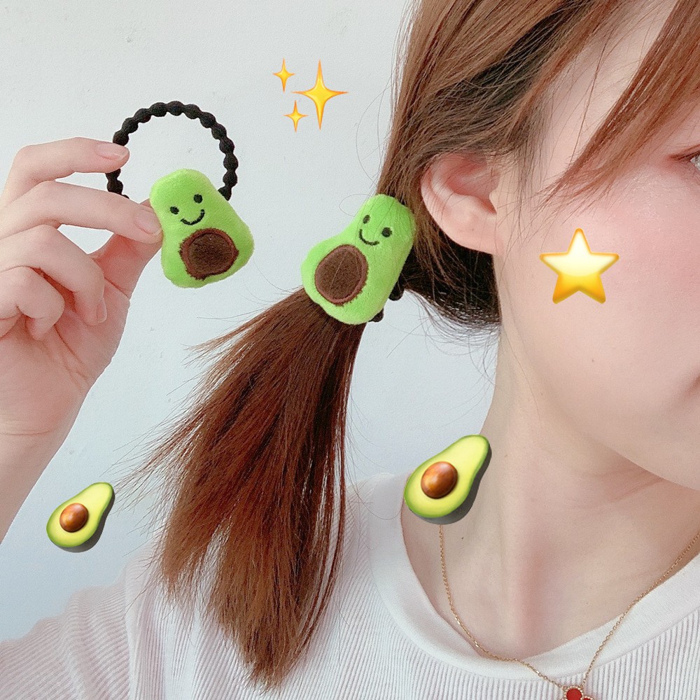 Phụ kiện hình trái bơ HOT TREND (cột tóc và ghim cài áo)