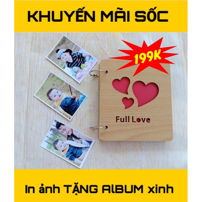 [Combo 100 tấm] in ảnh 6x9 TẶNG KÈM 1 quyển album bìa gỗ đựng 100 tấm ảnh