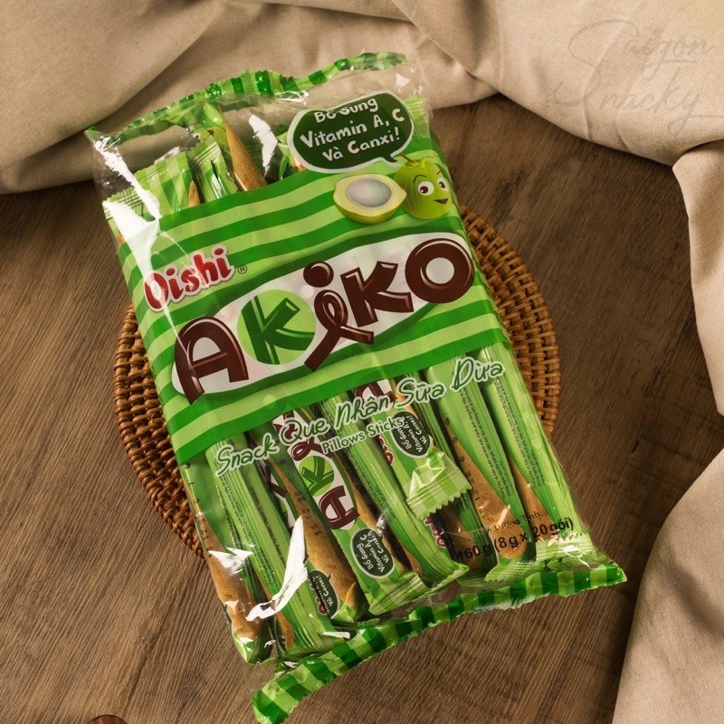 Snack Que Nhân sữa/cà phê Oishi Akiko gói 160g