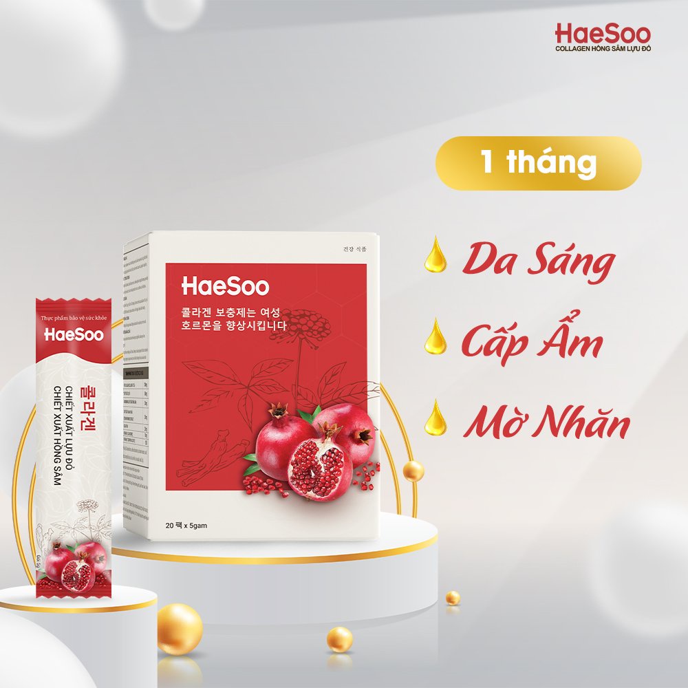 Collagen hồng sâm lựu đỏ trẻ hoá da HaeSoo – Combo mua 5 tặng 3