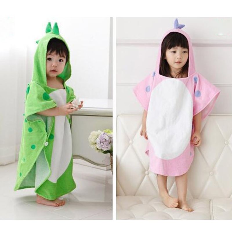 Haha Khăn Choàng Tắm Có Mũ Trùm Đầu Hình Khủng Long Dành Cho Trẻ Em Đi Biển Ponchos