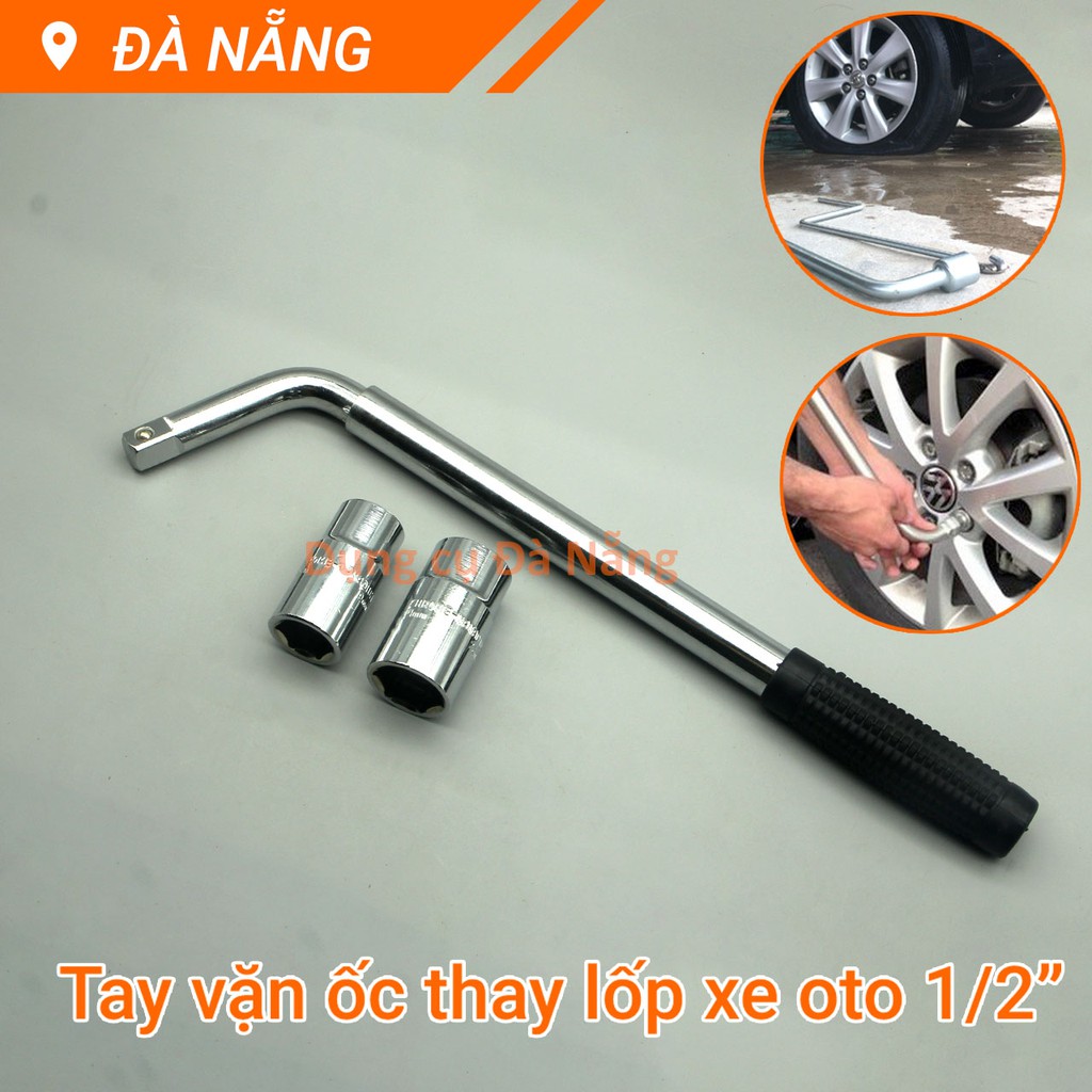 Bộ tay vặn ốc thay lốp xe bốn cỡ 17/19/21/23mm kèm 2 đầu tuýp