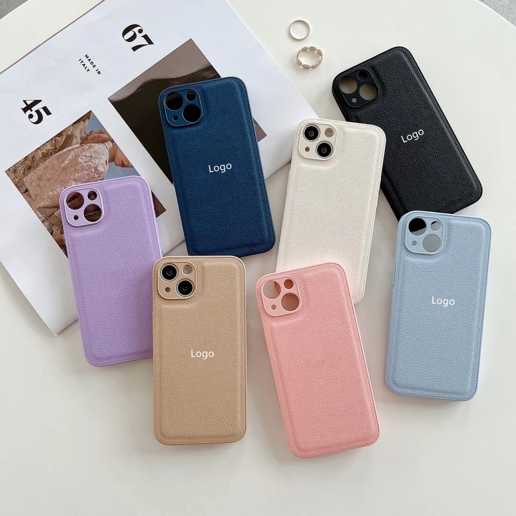 Ốp Điện Thoại Da PU Chống Bám Vân Tay Bảo Vệ Ống Kính Máy Ảnh Cho iPhone 13 11 Pro Max XR