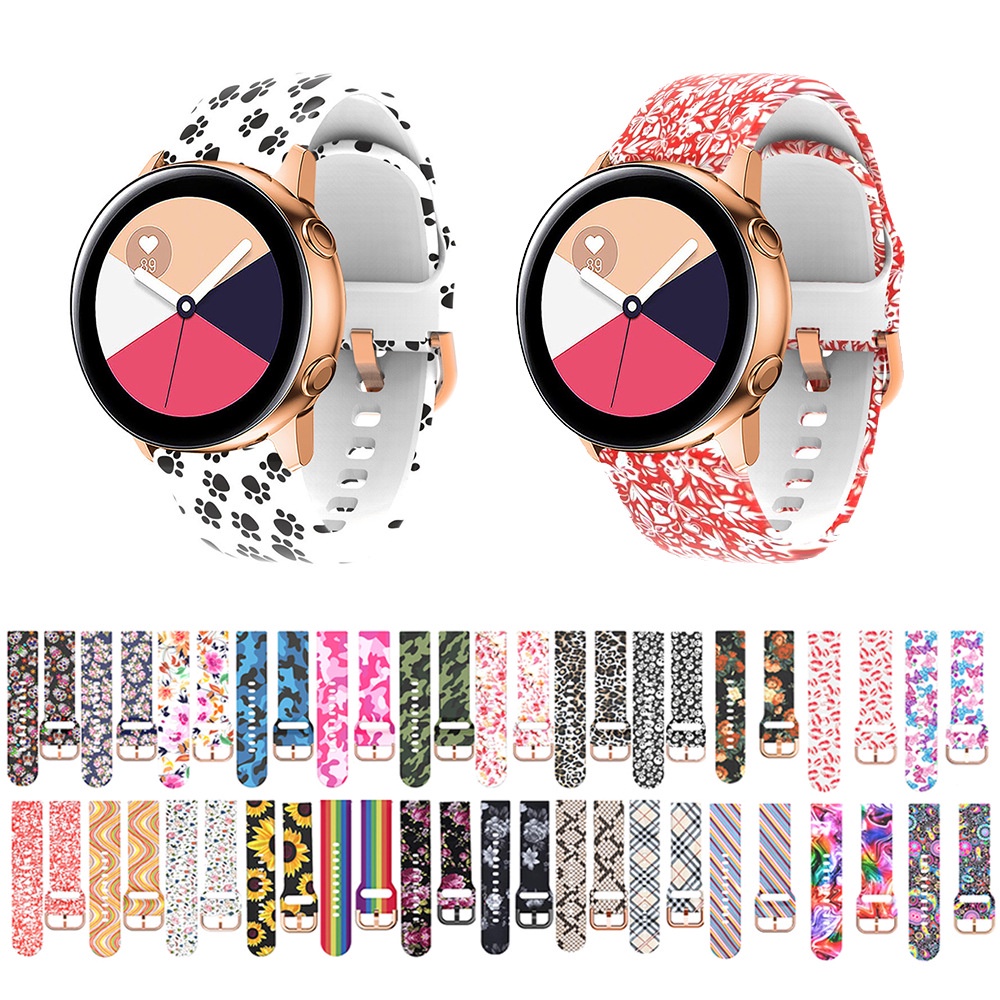 Dây Đeo Silicon 20Mm 22mm In Họa Tiết Độc Đáo Cho Đồng Hồ Thông Minh Huawei Watch 3 / 2 Pro GT 2e Samsung Galaxy Watch 4 3 Active 2 S3 S2