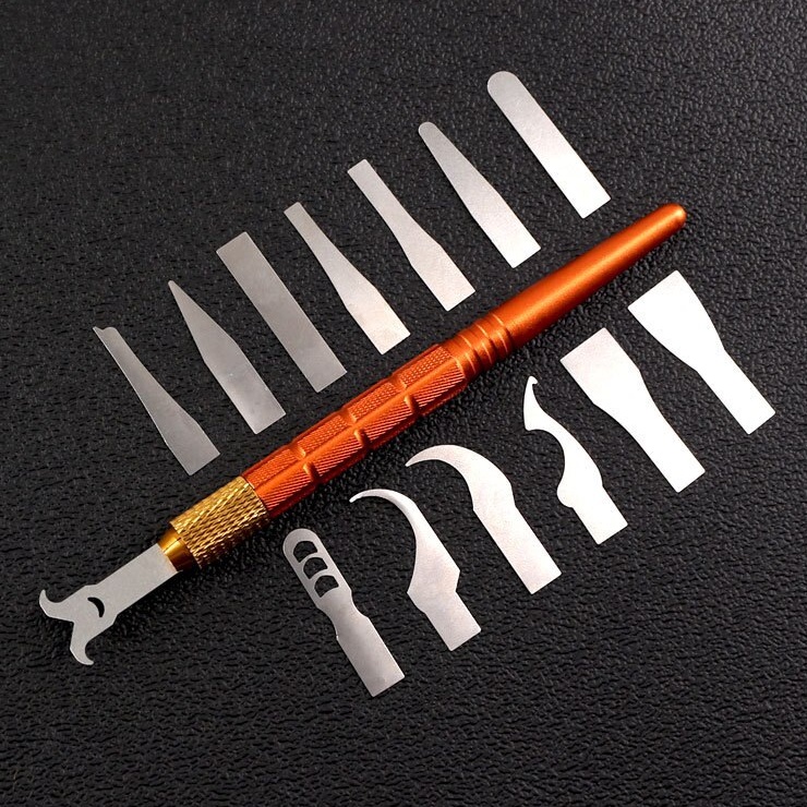 Bộ dao kỹ thuật 14 đầu, cạo keo, nhấc ic