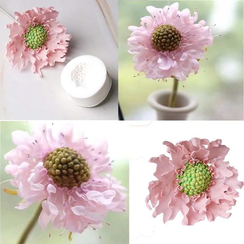 KALAIEN Scabiosa Stamen Khuôn Silicon Fondant Bánh Trang Trí Dụng Cụ Gumpaste Sugarcraft Sô Cô La Dạng Máy Nướng Fimo