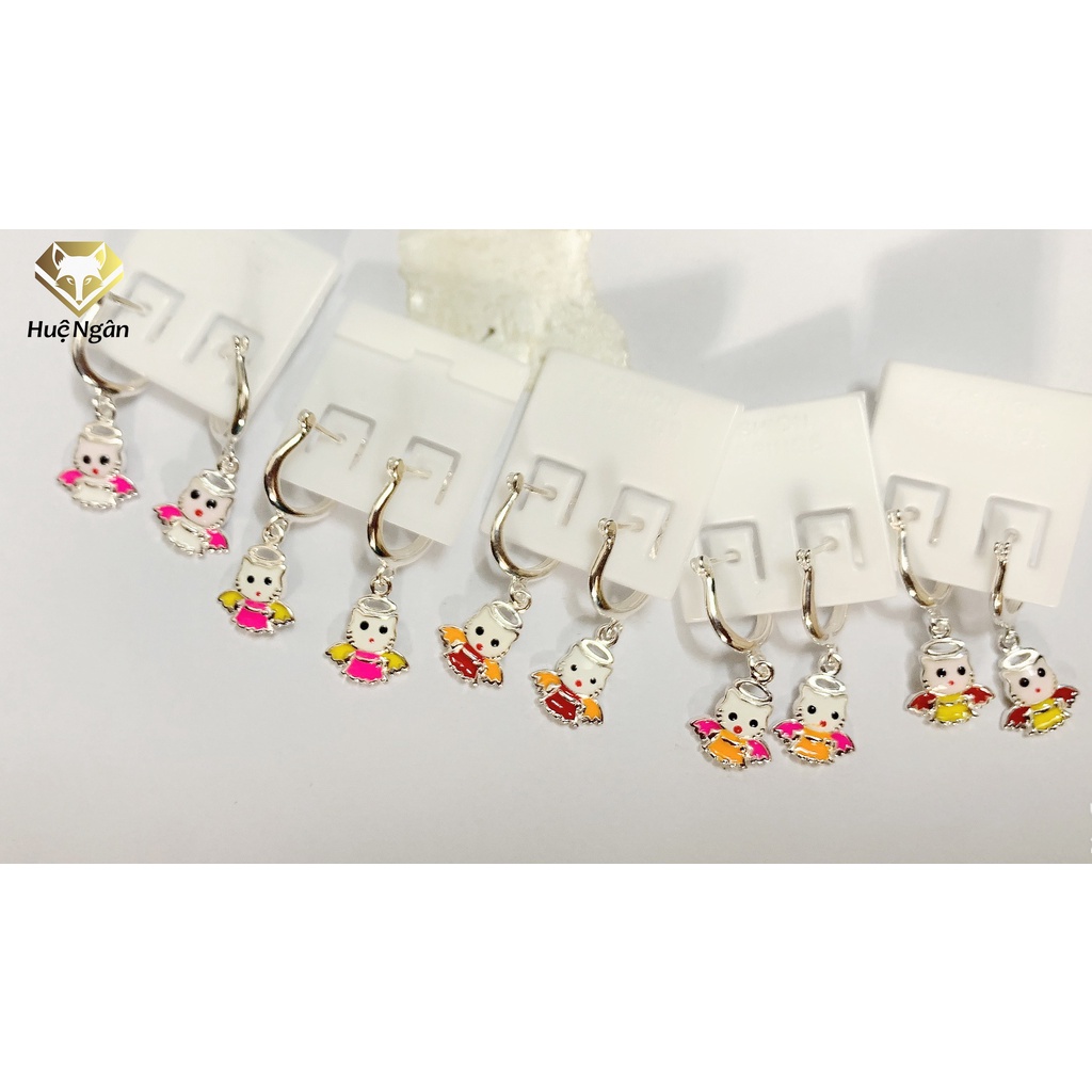 Bông tai Trẻ em bạc Ý 925 Huệ Ngân - Mèo kitty Thiên thần RYE141115