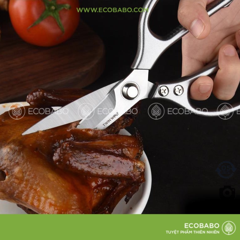 Kéo inox trợ lực Nhật Bản siêu cứng đồ ăn xương gà hỗ trợ nhà bếp Ecobabo