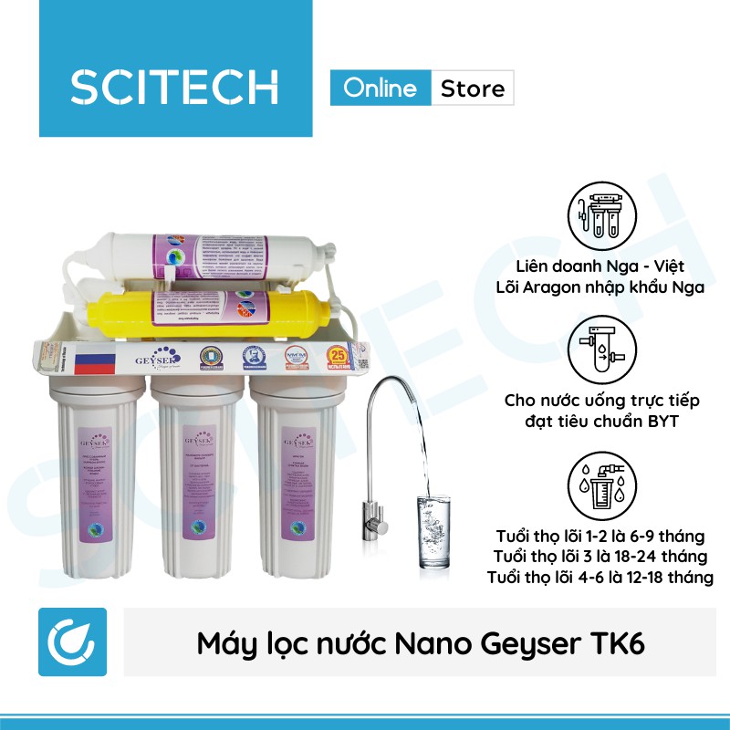 Máy lọc nước Nano Geyser TK (Không dùng điện - Không nước thải - 4 đến 9 cấp lọc)