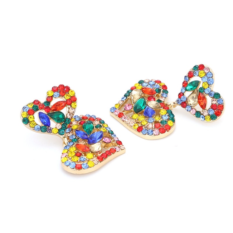 Đôi Bông Tai Hình Trái Tim Đính Đá Thời Trang