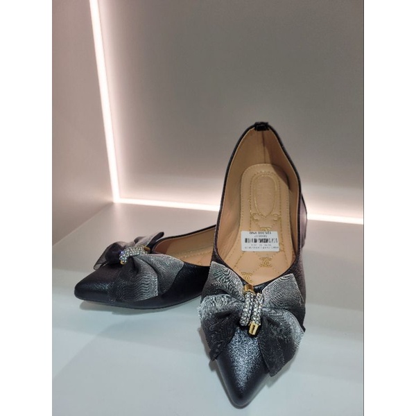 Giày búp bê mũi nhọn nơ đính đá