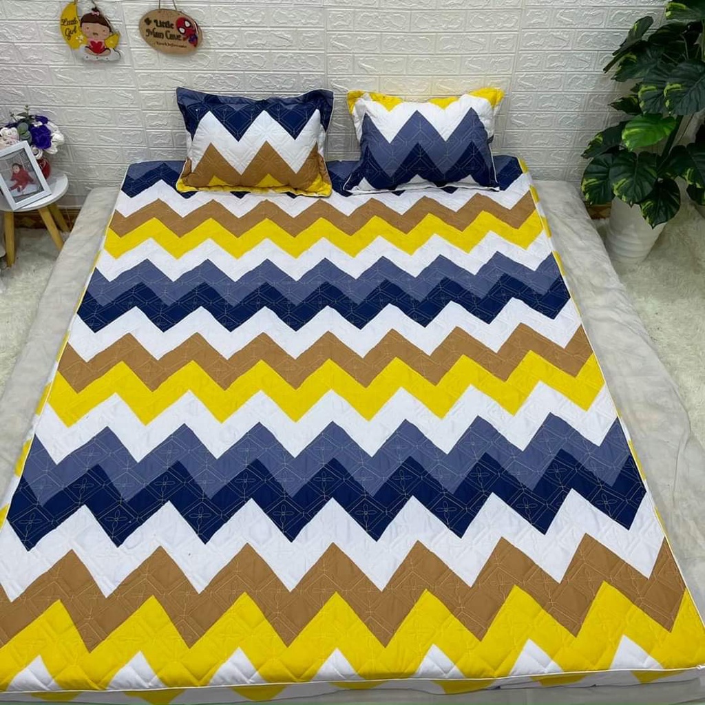 (LƯƠNG VỀ) Ga Chun Trần Bông Kèm 2 Vỏ Gối Dày Dặn Coton Poly Đủ Cỡ - mẫu Hoa baby (Từ 1M2-&gt;2M2)