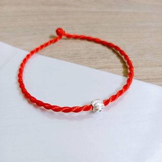 Vòng tay chỉ đỏ may mắn bi bạc ta 6mm