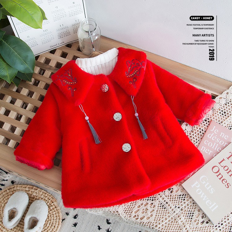 Áo khoác lông nhung mịn đẹp phong cách mới cho bé gái size 12-20kg AK10