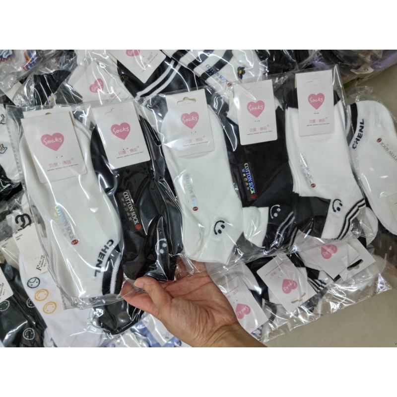 Tất nữ Vớ nữ cổ ngắn sọc ngang phong cách hàn quốc