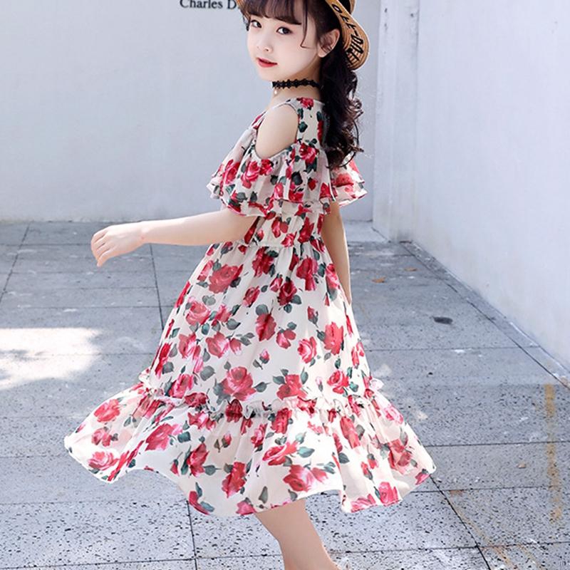 Đầm Chiffon Sát Nách In Hoa Cho Bé Gái