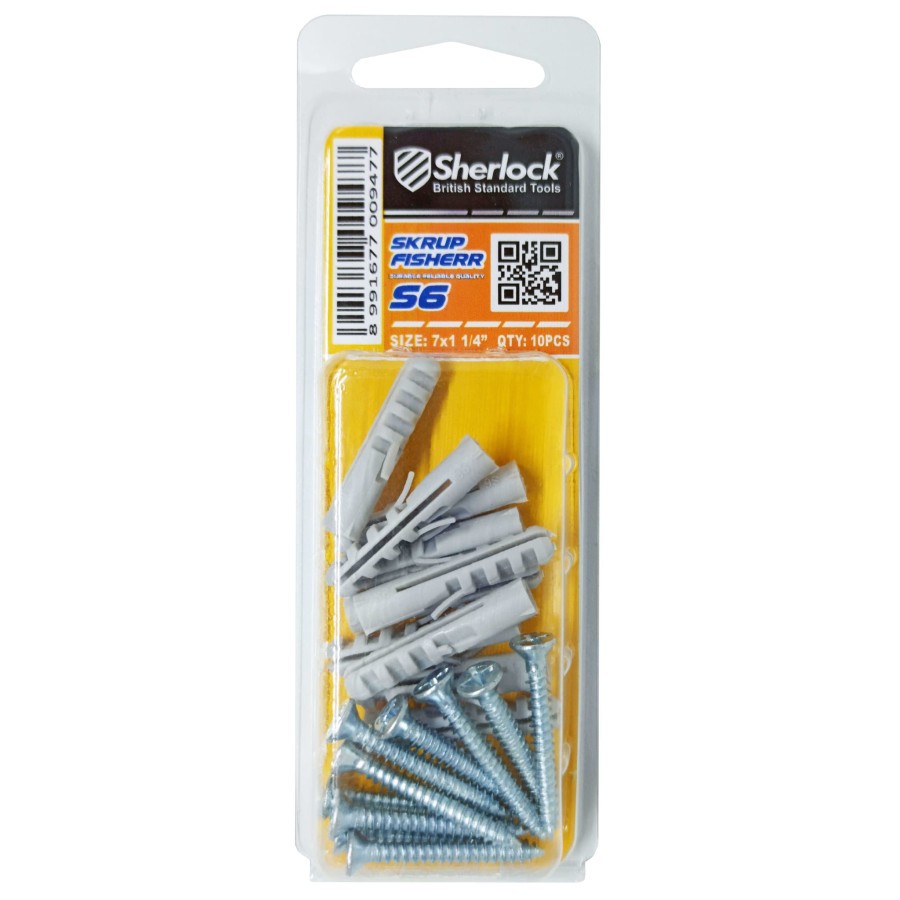 Bộ Ốc Vít Sherlock 7x1 1 1 / 4 "+ S6 Fissherr Plus (10 Đinh)