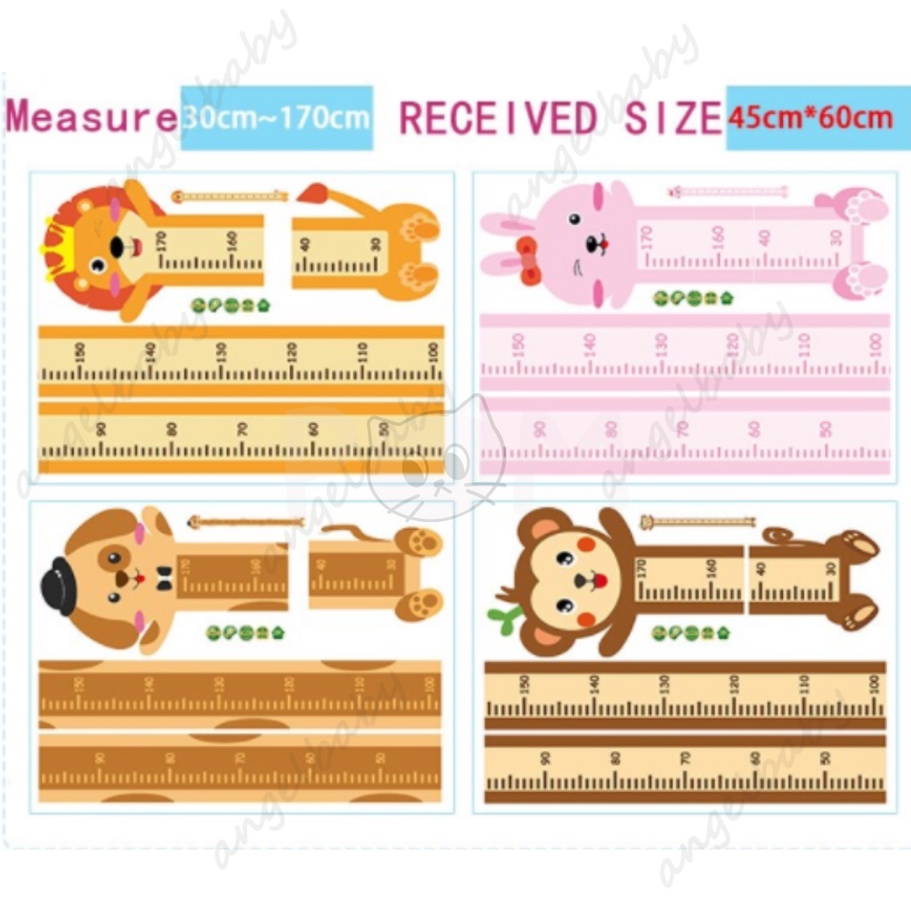 Trẻ em đo chiều cao thước phim hoạt hình hình động vật dễ thương decal dán tường