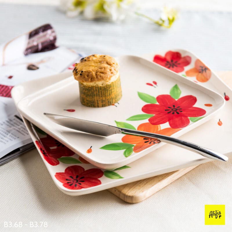 Bát đĩa, bát đĩa sứ lẻ họa tiết hoa cam cực xinh - dùng cho bàn ăn và decor