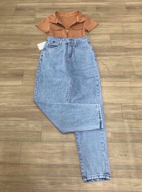 Quần baggy jean nữ lưng cao,phối túi nắp thời trang, có nhiều màu , LB1990 JL JohnsonLi