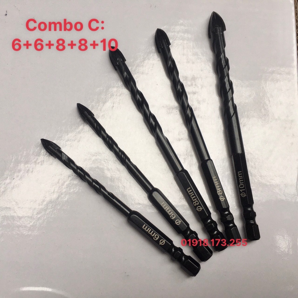 Mũi khoan đa năng, mũi khoan gạch men cạnh, 4 6 8 10 12 mũi khoan chuôi lục giác