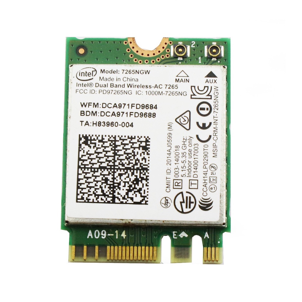 Card WiFi AC 7265NGW chuẩn 5G tốc độ 867Mbps cho Laptop Dell | HP gen5 -> gen 8 chuẩn AC có Blueooth 4.2 khe M.2