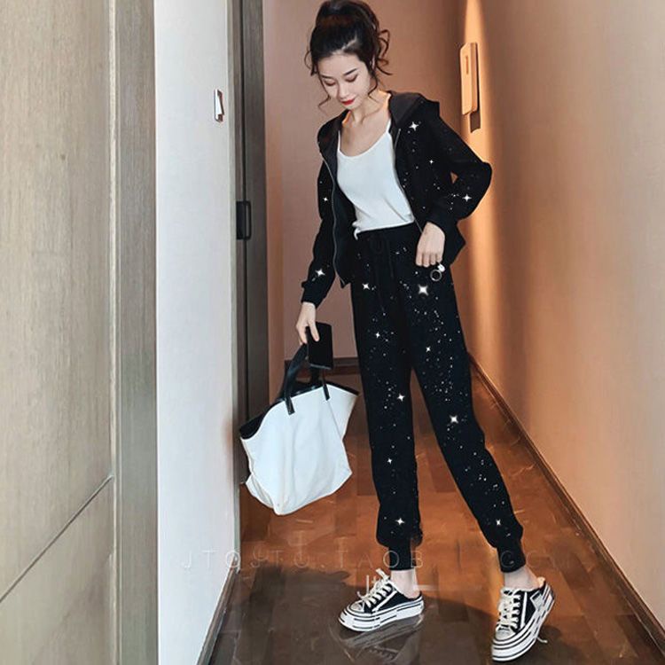 Bộ Đồ Thể Thao Hai Mảnh Áo Khoác Ngắn Có Mũ Trùm Dáng Rộng Thời Trang Mùa Thu 2022 Cho Nữ