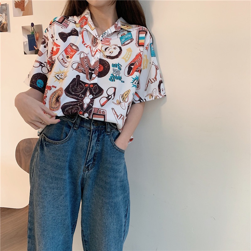 NRVP Áo Sơ Mi Dáng Rộng Thời Trang Hàn Quốc Cá Tính Cho Nữ